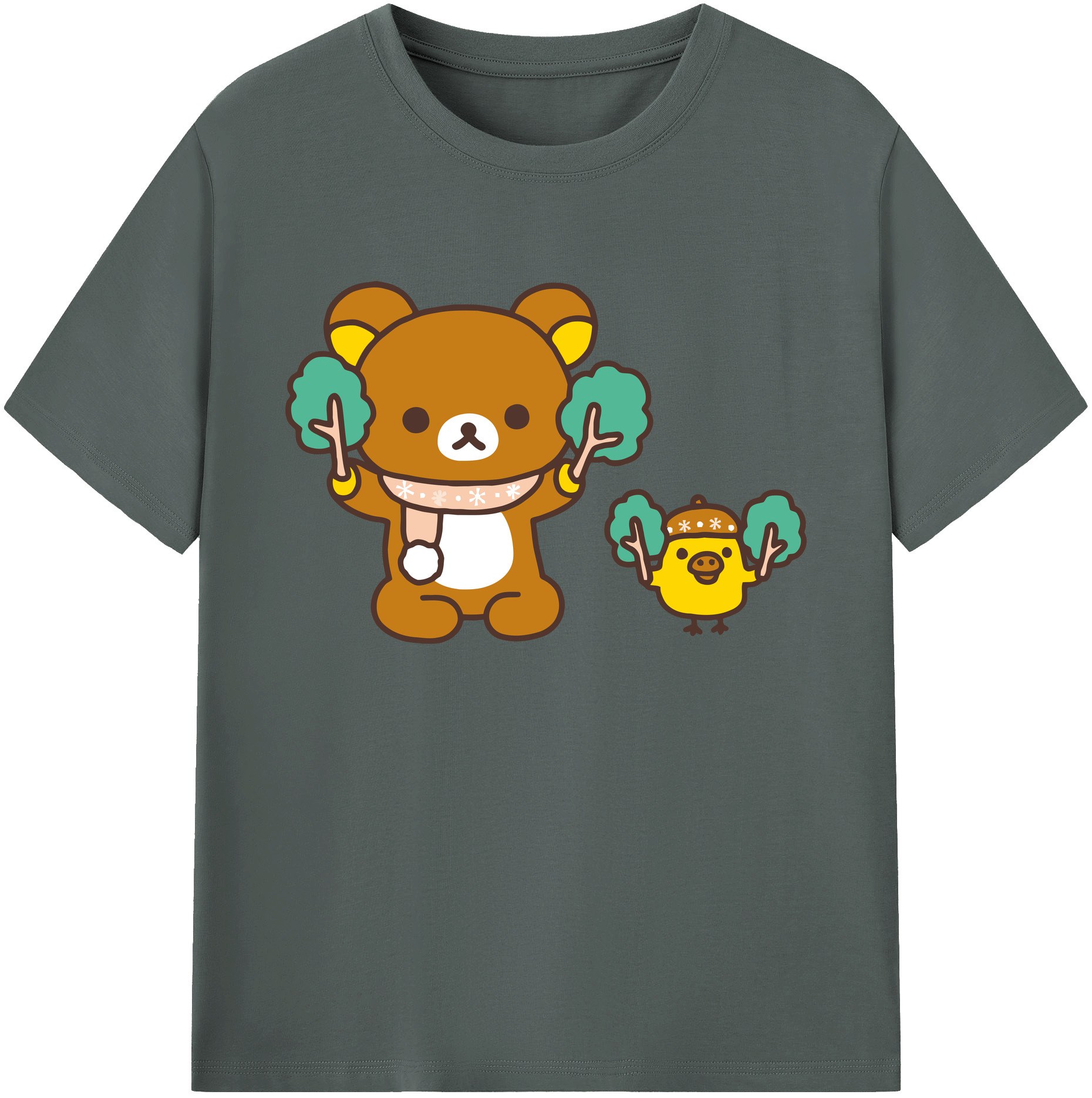 （画像用） リラックマ リラックマ キイロイトリ Rilakkuma Korilakkuma Kiiroitori 綿100％ メンズ半袖Tシャツ｜肌触りやわらか＆通気性